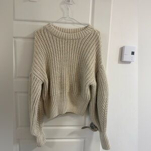 Zara Cream Knit Bubble Sweater
